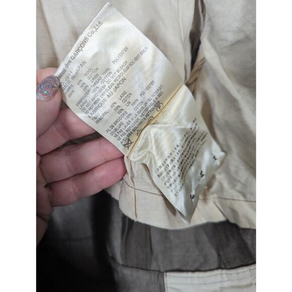Comme des Garçons Blazer Wool Linen Army Green Faux Pocket Stitch Sz M NWT - Picture 11 of 12